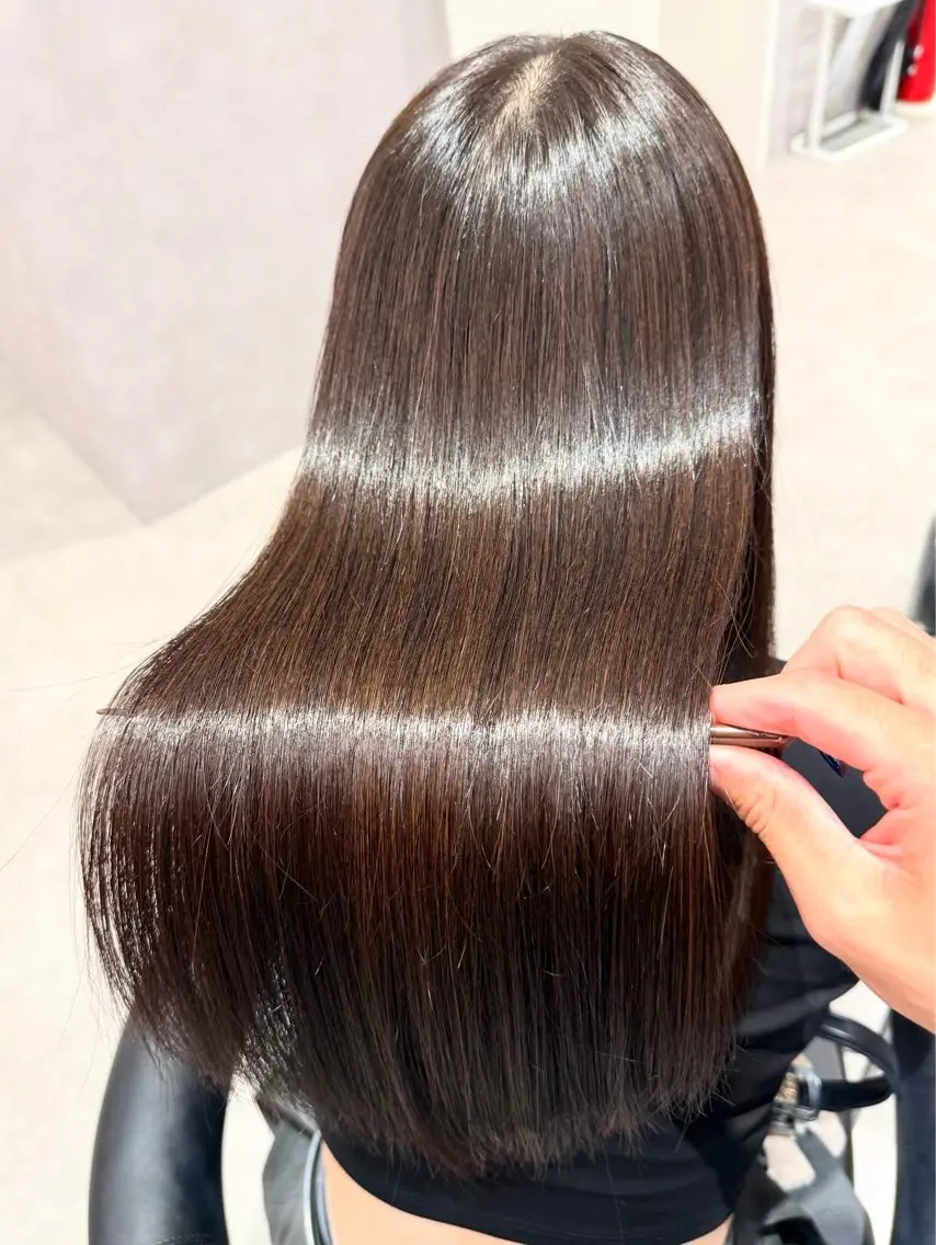 ロング カラー パーマ ヘアアレンジ 髪質改善 縮毛矯正 トリートメント ストレートパーマ カット 縮毛矯正 トリートメント 縮毛矯正/髪質改善/ ブリーチ毛/木元渓太のヘアスタイル