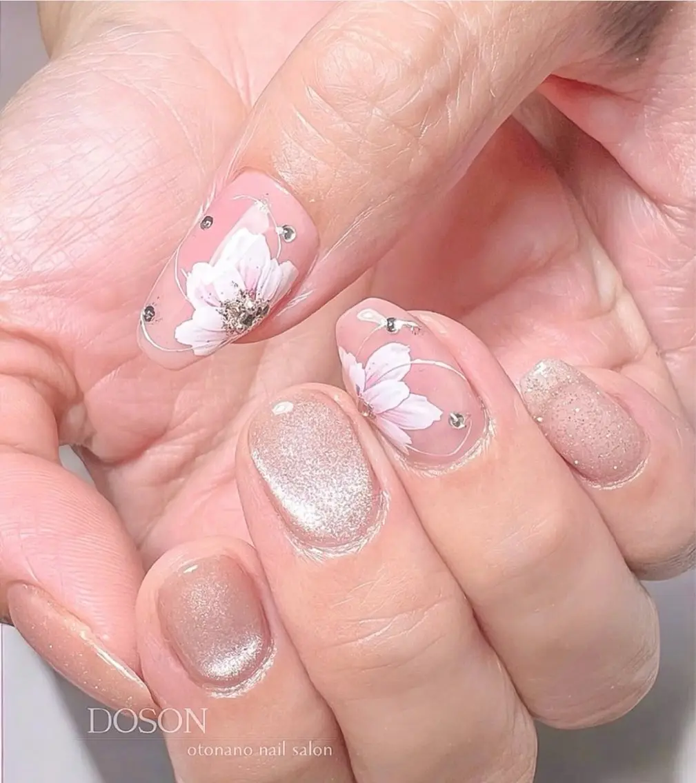 ネイル アートネイル フラッシュネイル フラワーネイル マグネットネイル オフィスネイル 大人のネイルサロン salonDosonのネイルデザイン