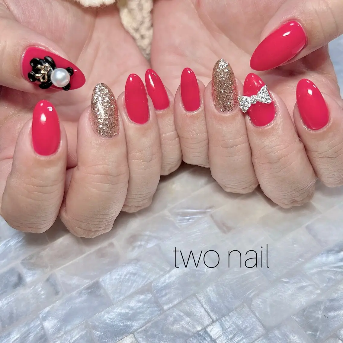 ネイル ネイルチップ ホワイト ハンドネイル two nailのネイルデザイン