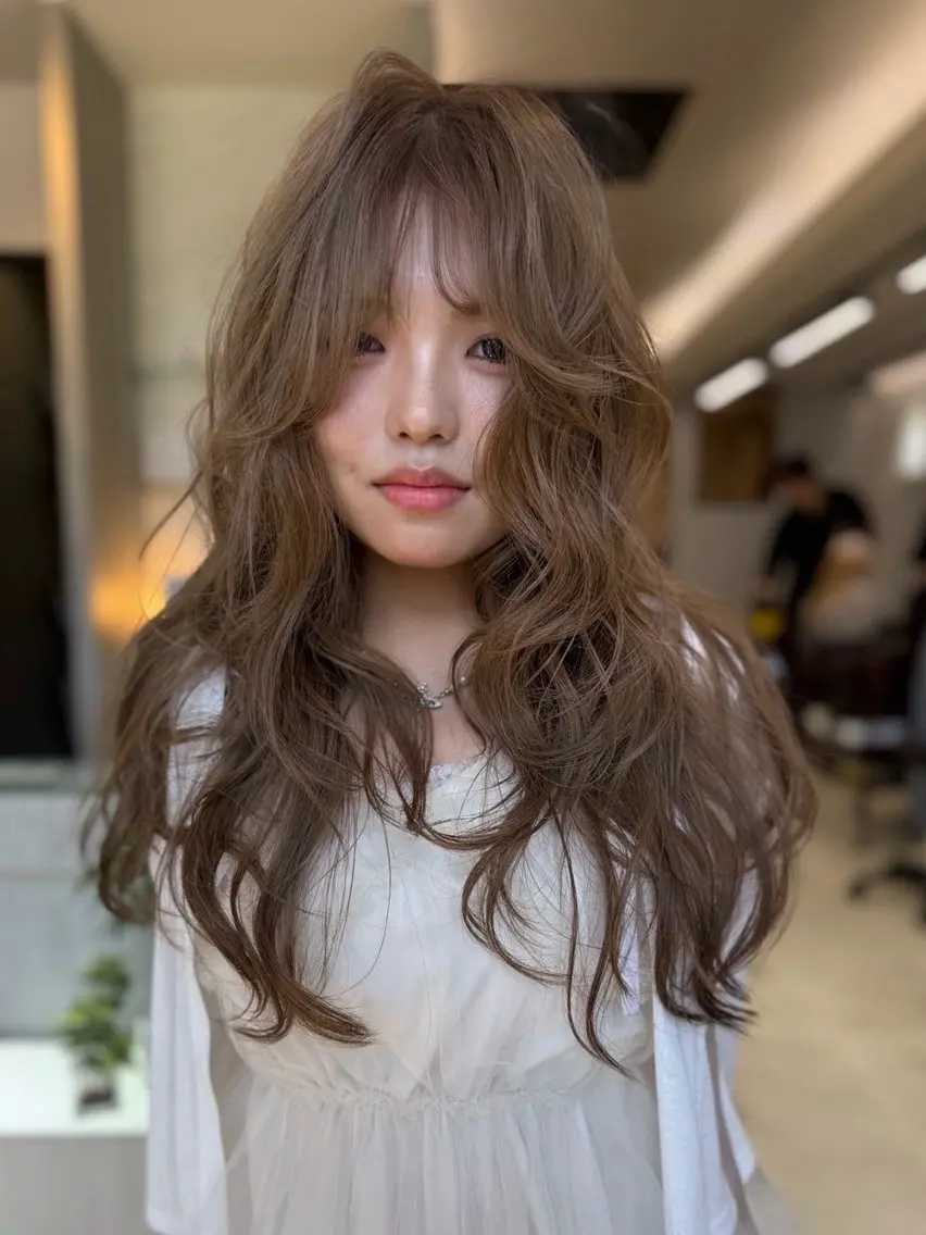 セミロング カラー ヘアカラー トリートメント ブリーチ/ミルクティ ーベージュ/天神大名のヘアスタイル