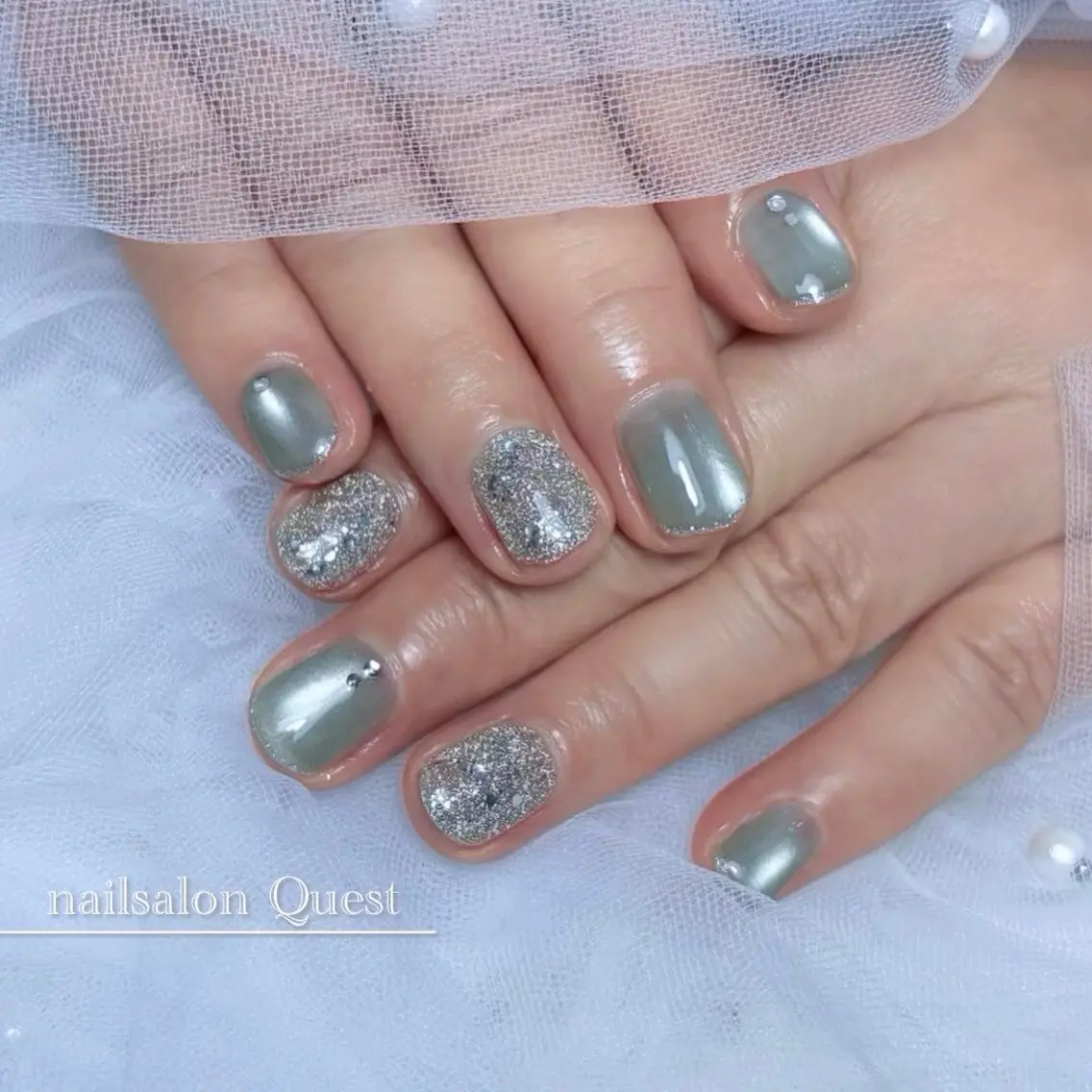 ネイル フラッシュネイル キラキラネイル マグネットネイル ハンドネイル nailsalon Questのネイルデザイン