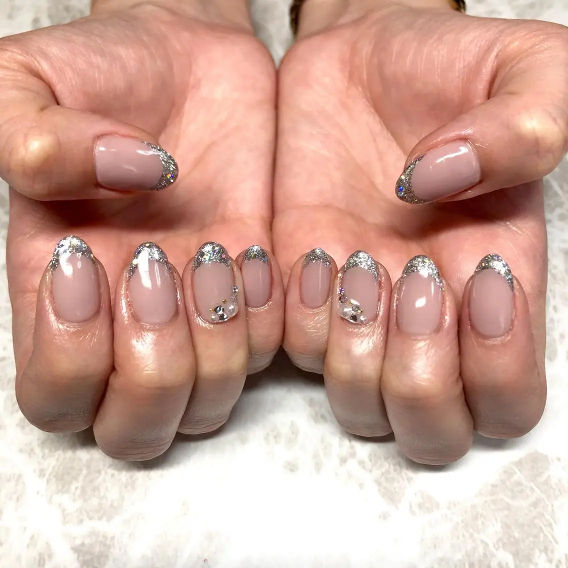 ネイル フレンチネイル ラメ(グリッター) luana nailのネイルデザイン