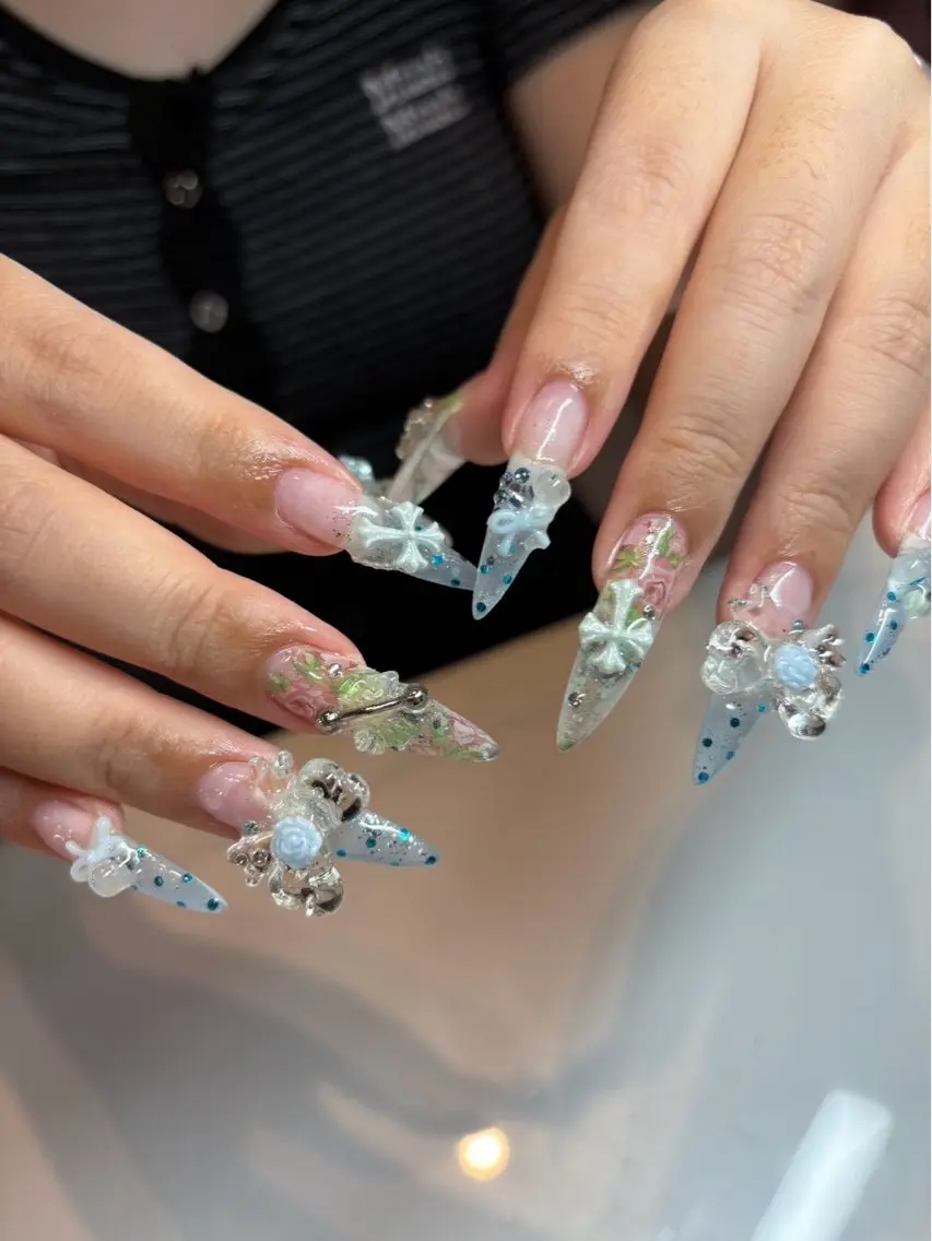 ネイル クリアネイル 長さ出し ワンホンネイル ハンドネイル nailsalon popoのネイルデザイン