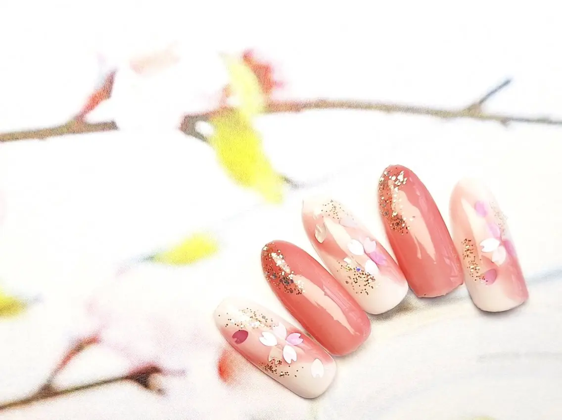 ネイル 桜ネイル ハンドネイル ‪·͜·   ‪ｎｉｃｏのエステ・リラクイメージ