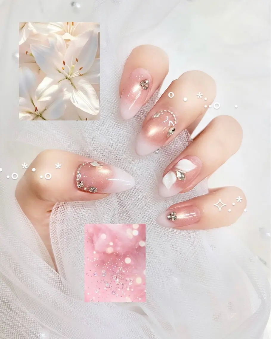 ネイル マグネットネイル ピンク ピンクベージュ リボン Hal nail立川 *yuunaのネイルデザイン