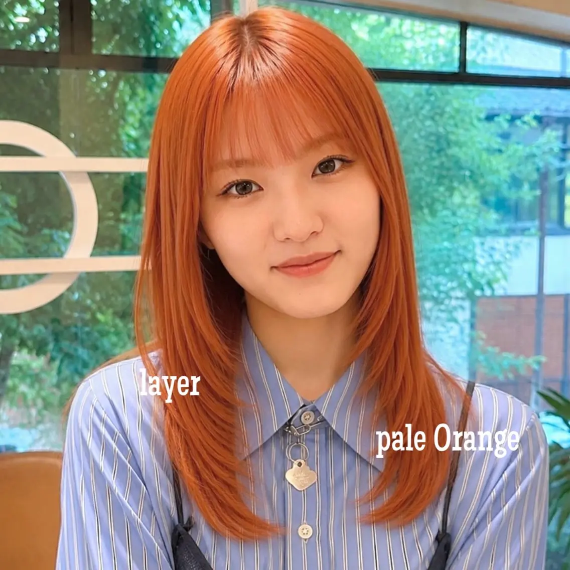 ミディアム カラー ブリーチ ハイトーンカラー オレンジ レイヤーカット ヘアカラー トリートメント 暖色カラー/パラッと Bob/モエのヘアスタイル