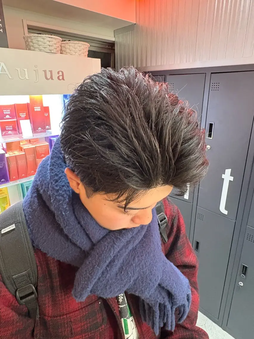 ミディアム カラー パーマ メンズ カット ヘアセット 🔥最強メンズ特化/ パーマの達人🔥風見のヘアスタイル