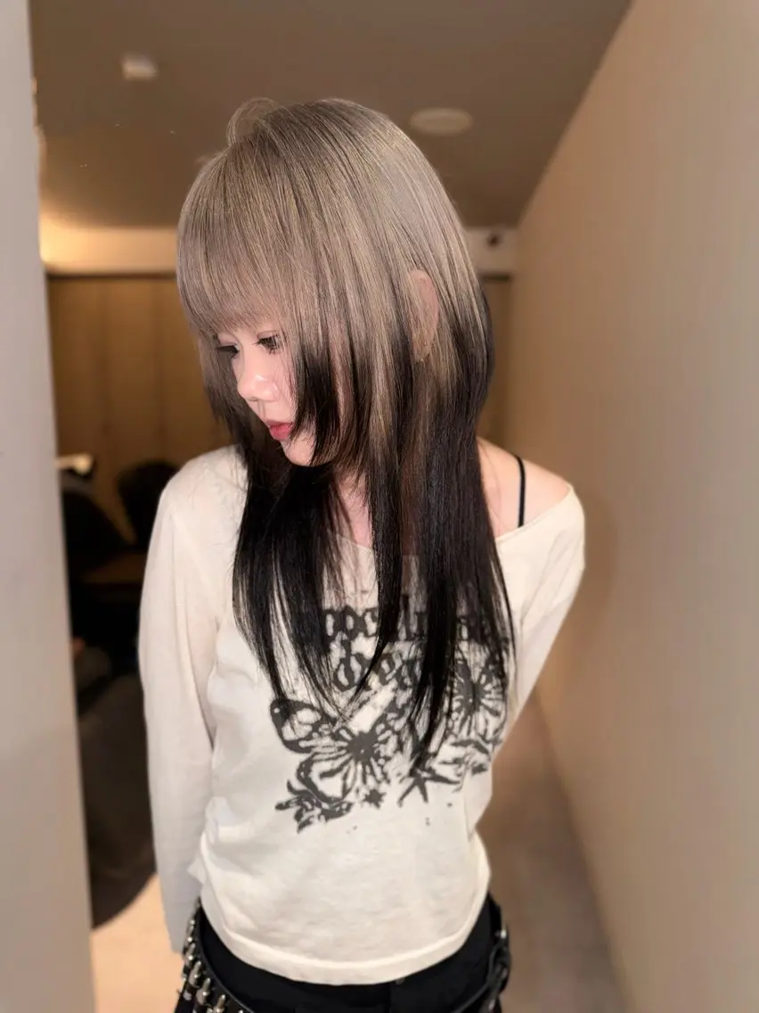 ミディアム カラー ヘアカラー 岡山ハイトーン・ ルーツカラー/こもものヘアスタイル