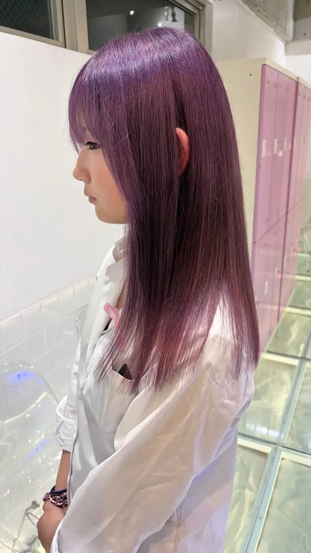 ロング カラー ダブルカラー ラベンダーカラー ラベンダーピンク ピンクカラー ヘアカラー レイン🌏🍀 透明感/ハイトーンのヘアスタイル
