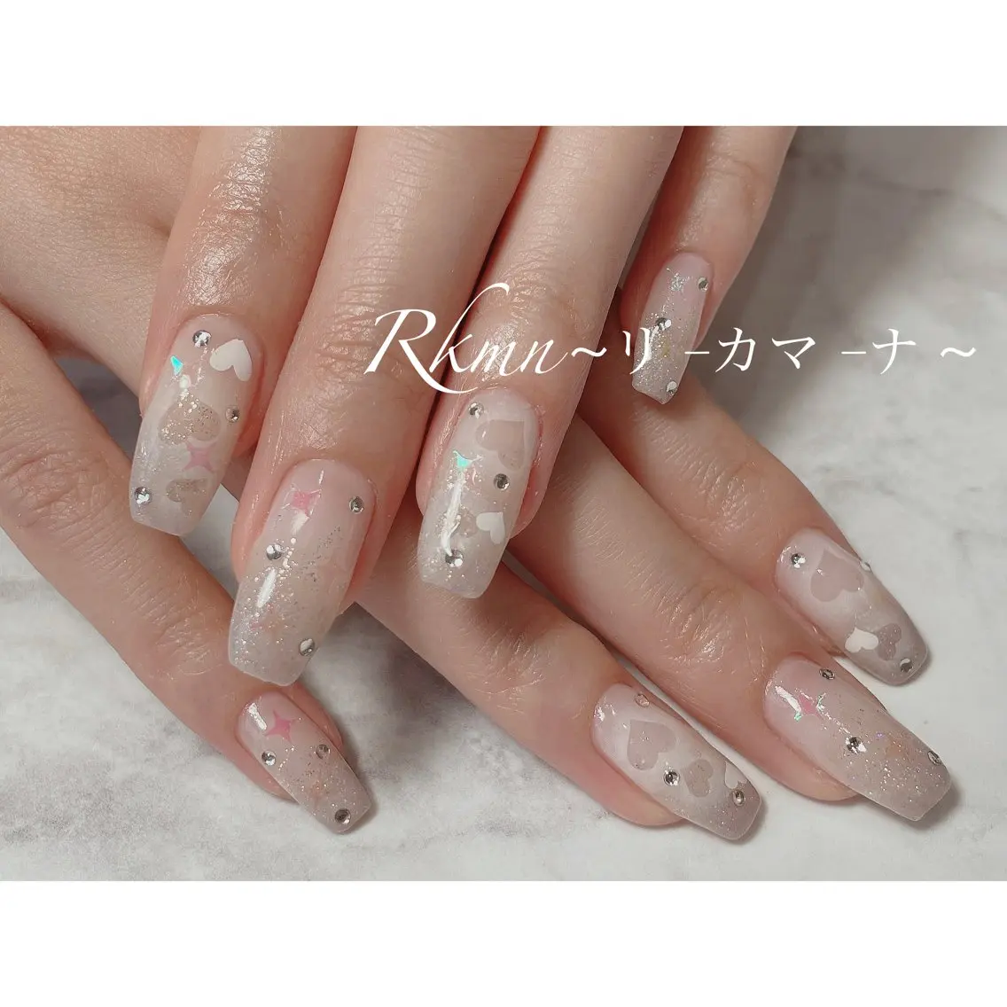 ネイル アートネイル ハート キラキラネイル ラメ(グリッター) シンプルネイル ハンドネイル フットネイル ハンドケア Rkmn ~リ-カマ-ナ~のネイルデザイン