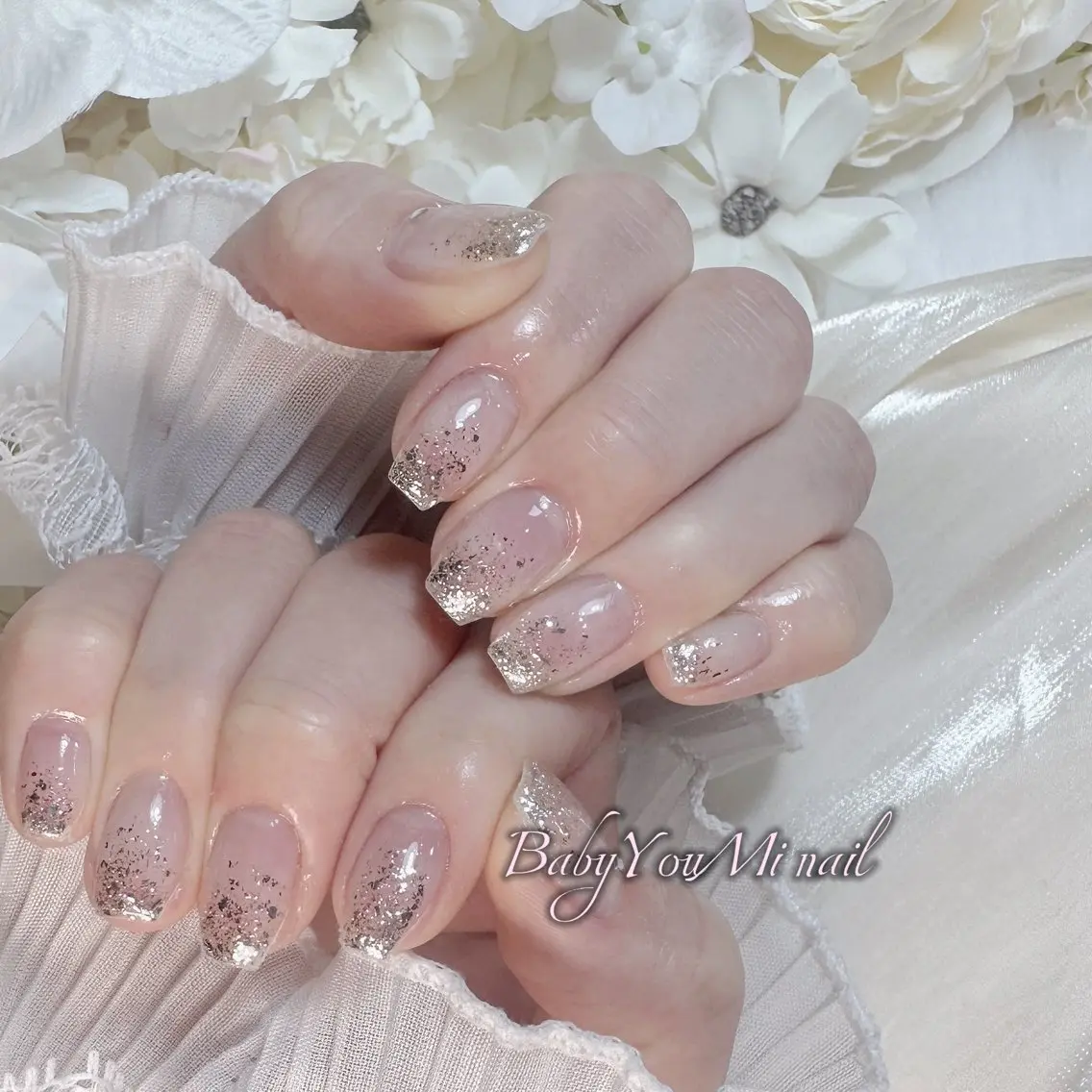 ネイル オーロラネイル 成人式 フットネイル フレンチネイル ジェルネイル ハンドネイル BabyYouMi nailのネイルデザイン