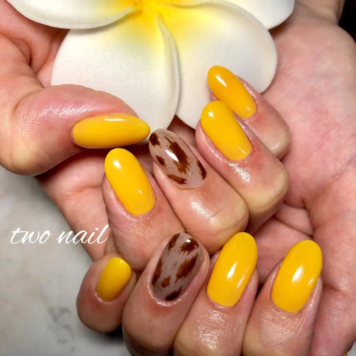 ネイル アニマル柄 フットネイル ハート ワンカラーネイル two nailのネイルデザイン