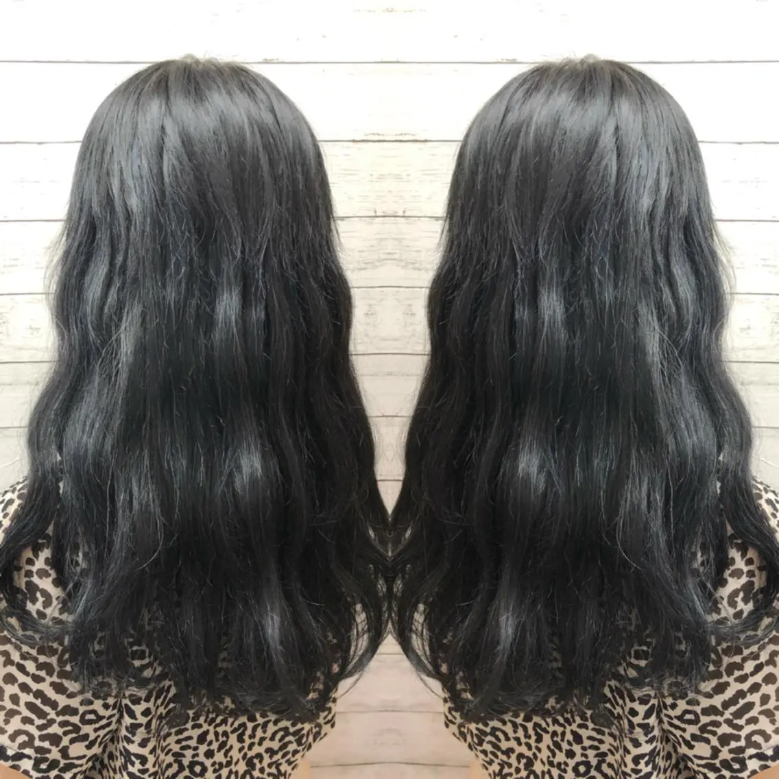 ショート カラー 黒髪 ブルーカラー グレーブラック ネイビーカラー エクステ 韓国ヘア🤍髪質改善 🇰🇷AKANEのヘアスタイル
