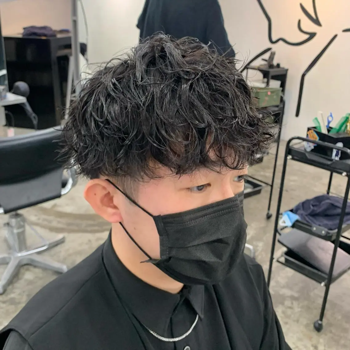 ショート パーマ メンズ マッシュ カット パーマ メンズ特化美容師/ 藤戸 椋のヘアスタイル