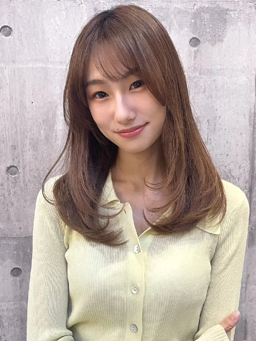 ロング カラー ベージュカラー ピンクカラー ピンクベージュ レイヤーカット 船引 竜将のヘアスタイル