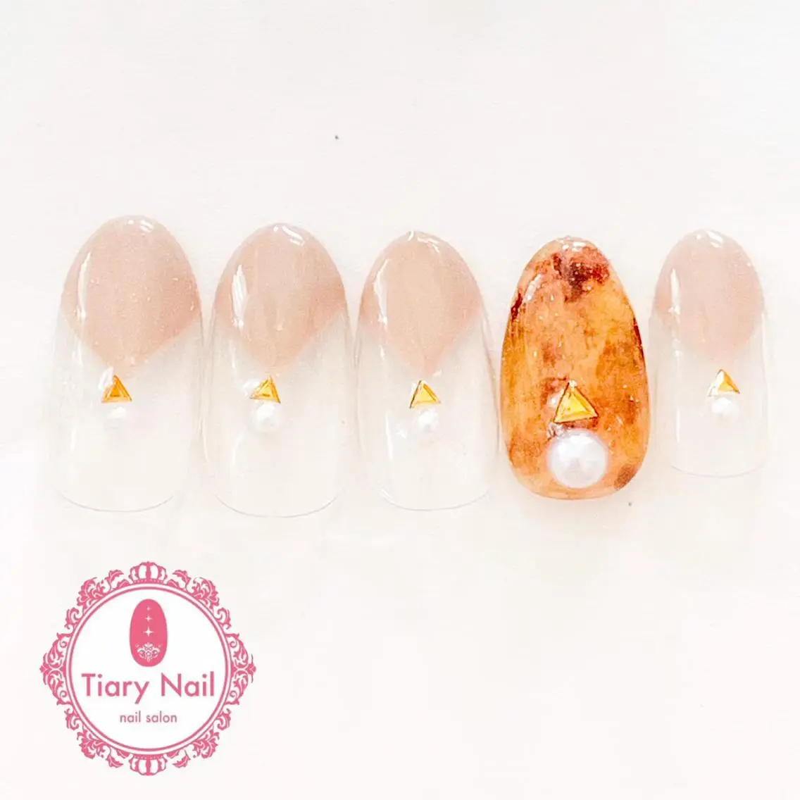 ネイル 桜ネイル 長さ出し オフィスネイル スカルプネイル シンプルネイル 💗🪽Tiary Nail🪽💗のネイルデザイン
