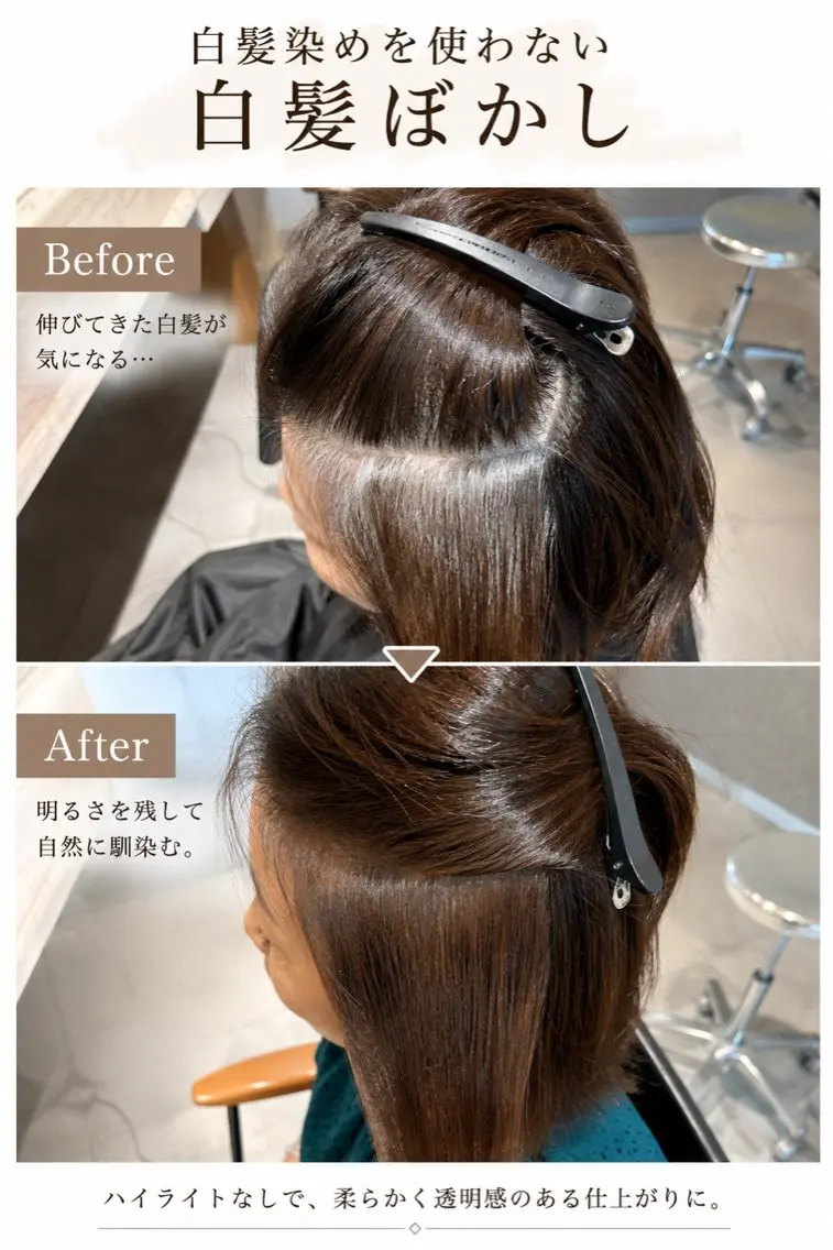 カラー ハイライトカラー 白髪ぼかし/北浜 奥野 仁礼のヘアスタイル
