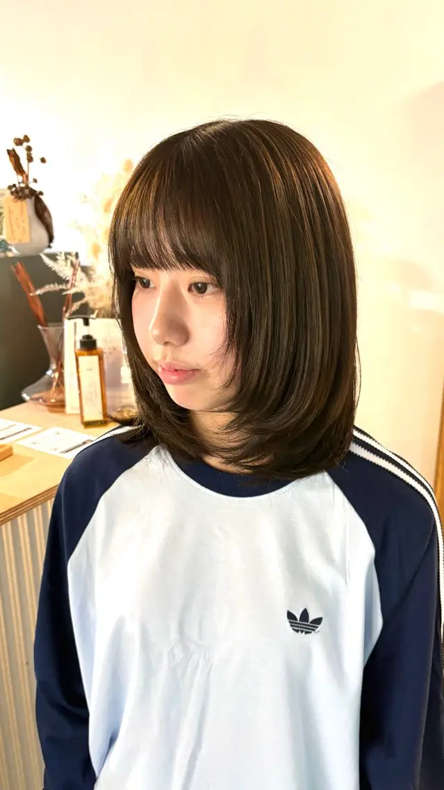 ミディアム カラー ヘアカラー トリートメント 田中 美海のヘアスタイル