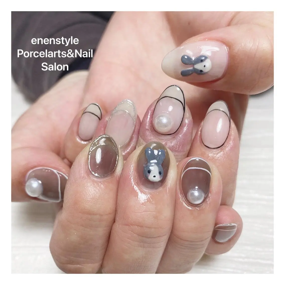 ミディアム ネイル ハンドネイル 🐾enen style 🐾のネイルデザイン