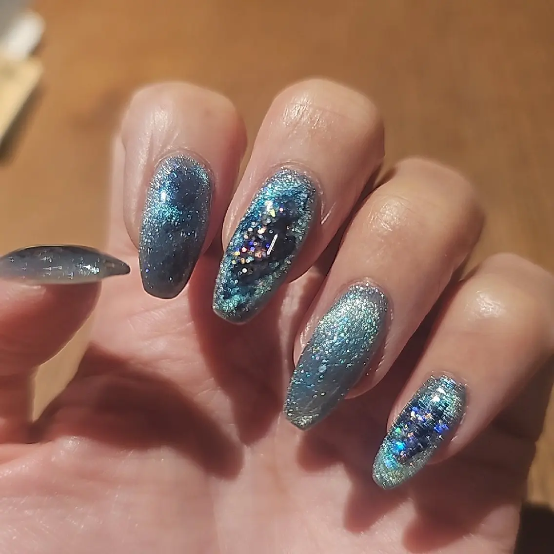 ネイル ブルー マグネットネイル salon de  Princessのネイルデザイン