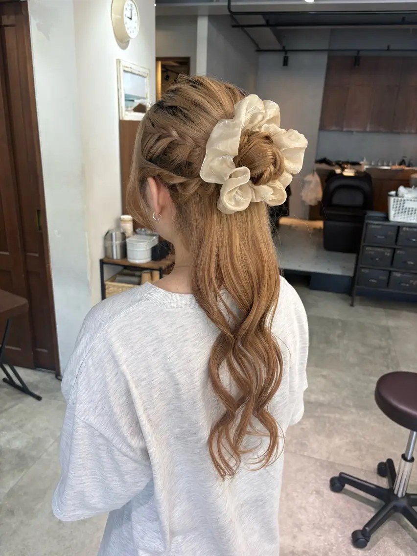 ヘアアレンジ ハーフアップ お団子ヘア ヘアセット ヘアアレンジ👒✨ 藤川　友希のヘアスタイル