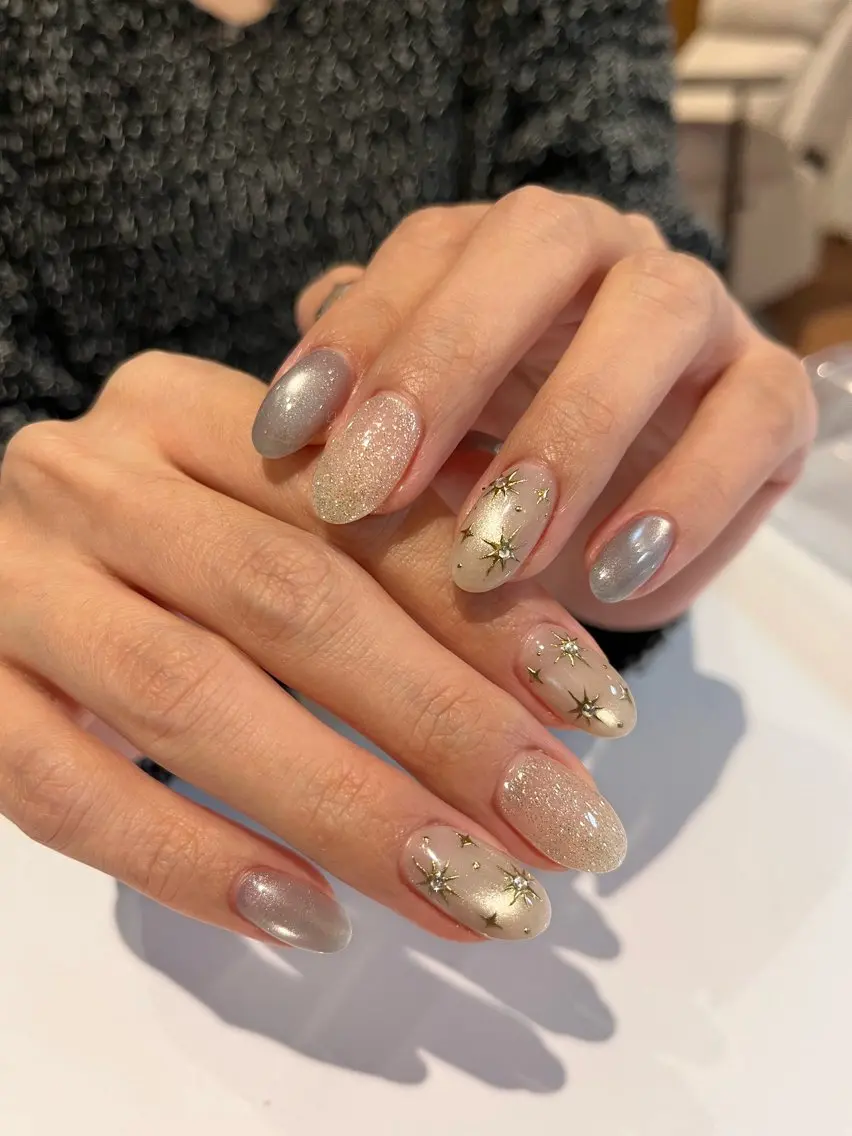 ネイル アートネイル ミラーネイル 冬ネイル クリスマス ハンドネイル ballie／小野原 なつみのネイルデザイン