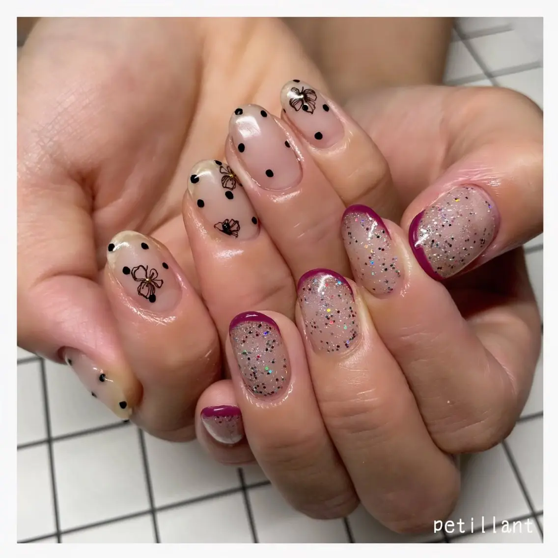 ネイル アートネイル フレンチネイル 持ち込み nail salon petillantのネイルデザイン