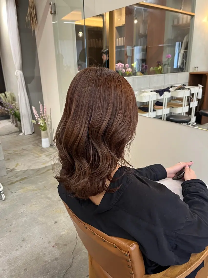 ミディアム カラー ヘアカラー トリートメント 🌼花屋併設🌼 木下奈々望のヘアスタイル