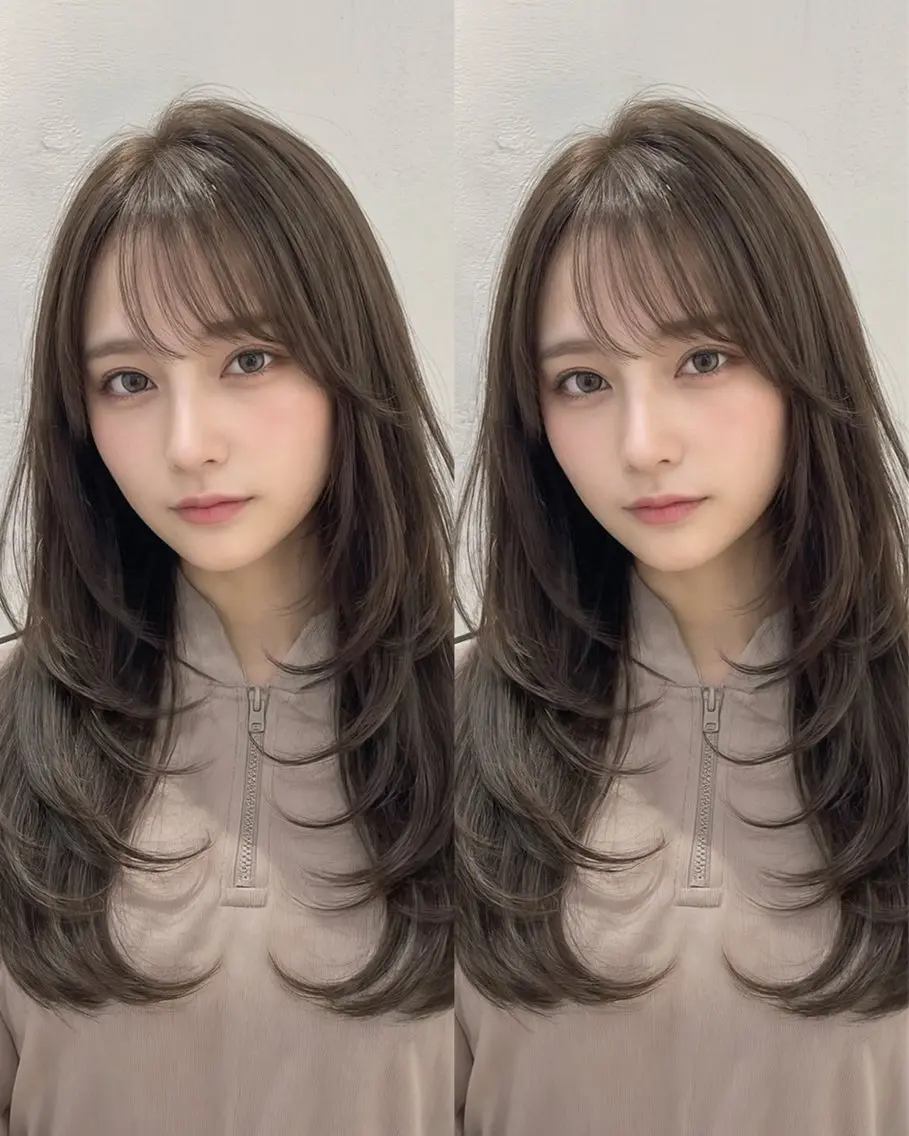 【前髪メンテナンス✂️】前髪カット+透明感イルミナカラー+ケアTR ¥12,500→8600の写真