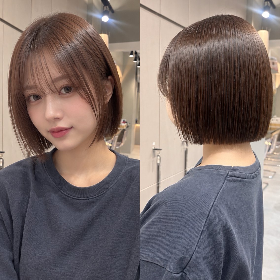 ミディアム ボブ 韓国風ヘア 似合わせカット 小顔カット ヘアカラー トリートメント 💖ボブ/縮毛矯正/ 艶髪/みそら💖のヘアスタイル