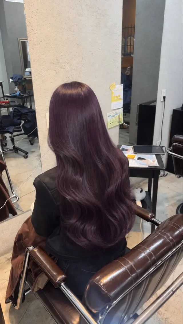ロング カラー ダブルカラー パープルカラー ヘアカラー 小池 かなこのヘアスタイル
