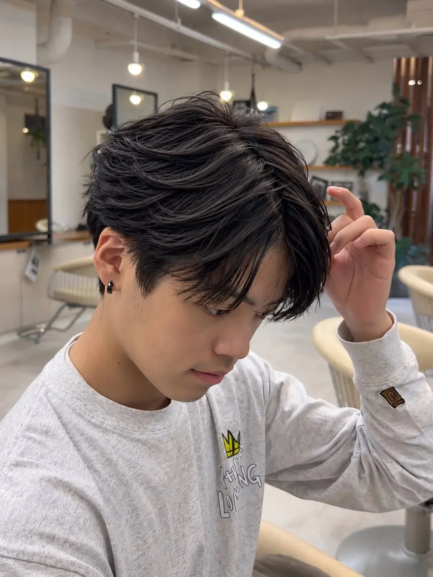 カラー メンズ ブラウンカラー 透明感カラー ヘアカラー 縮毛/ カラーモデル募集のヘアスタイル