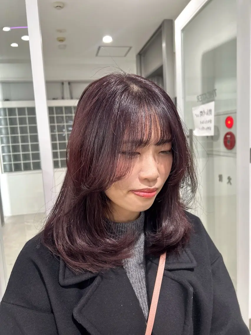 ミディアム カラー カット 縮毛矯正 愛結 暖色カラー🎀🩰のヘアスタイル