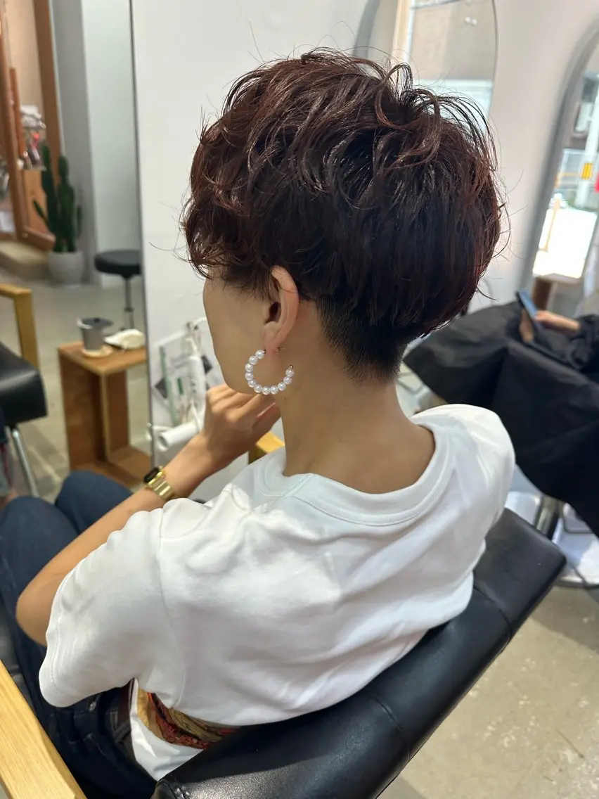 ショート カラー パーマ オレンジ ショートヘア Le'a 谷町🌼 幸村はるひのヘアスタイル