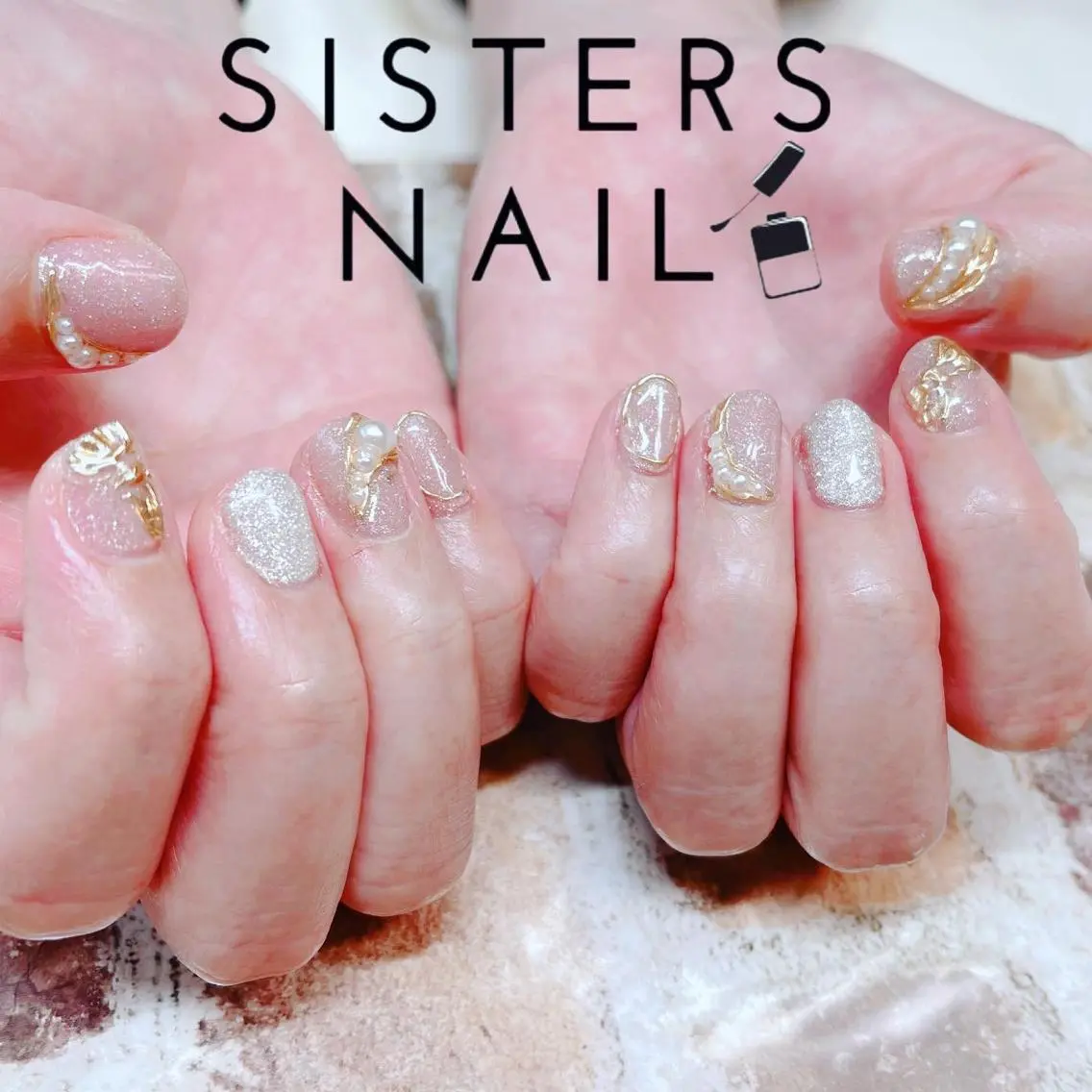 ネイル アートネイル キラキラネイル ラメ(グリッター) ミラーネイル 冬ネイル sisters nail.fのネイルデザイン