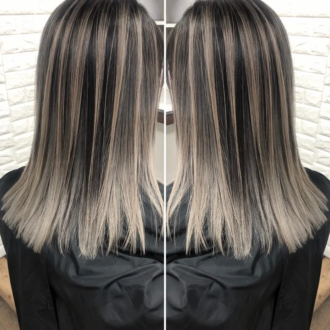 セミロング カラー バレイヤージュ ブリーチ ケアブリーチ レイヤーカット ヘアカラー トリートメント famille ファミーユのヘアスタイル