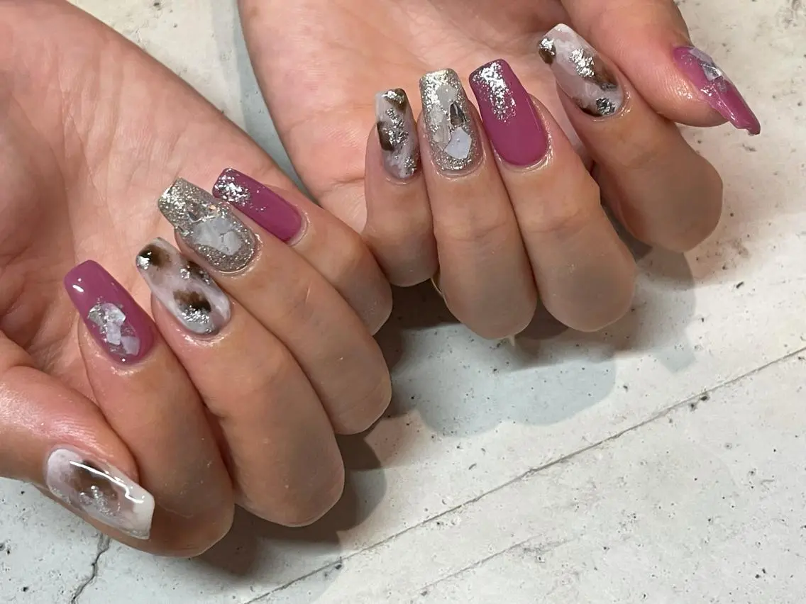 ネイル ハンドネイル 韓国/ワンホン/長さ 出しつけ放題🎀のネイルデザイン