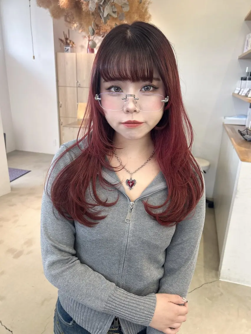 ロング カラー ロングレイヤー ブラウンカラー レッドカラー レッドブラウン 髪質改善 カット ヘアカラー トリートメント ヘッドスパ noa  🦋 ブリーチ/暖色のヘアスタイル