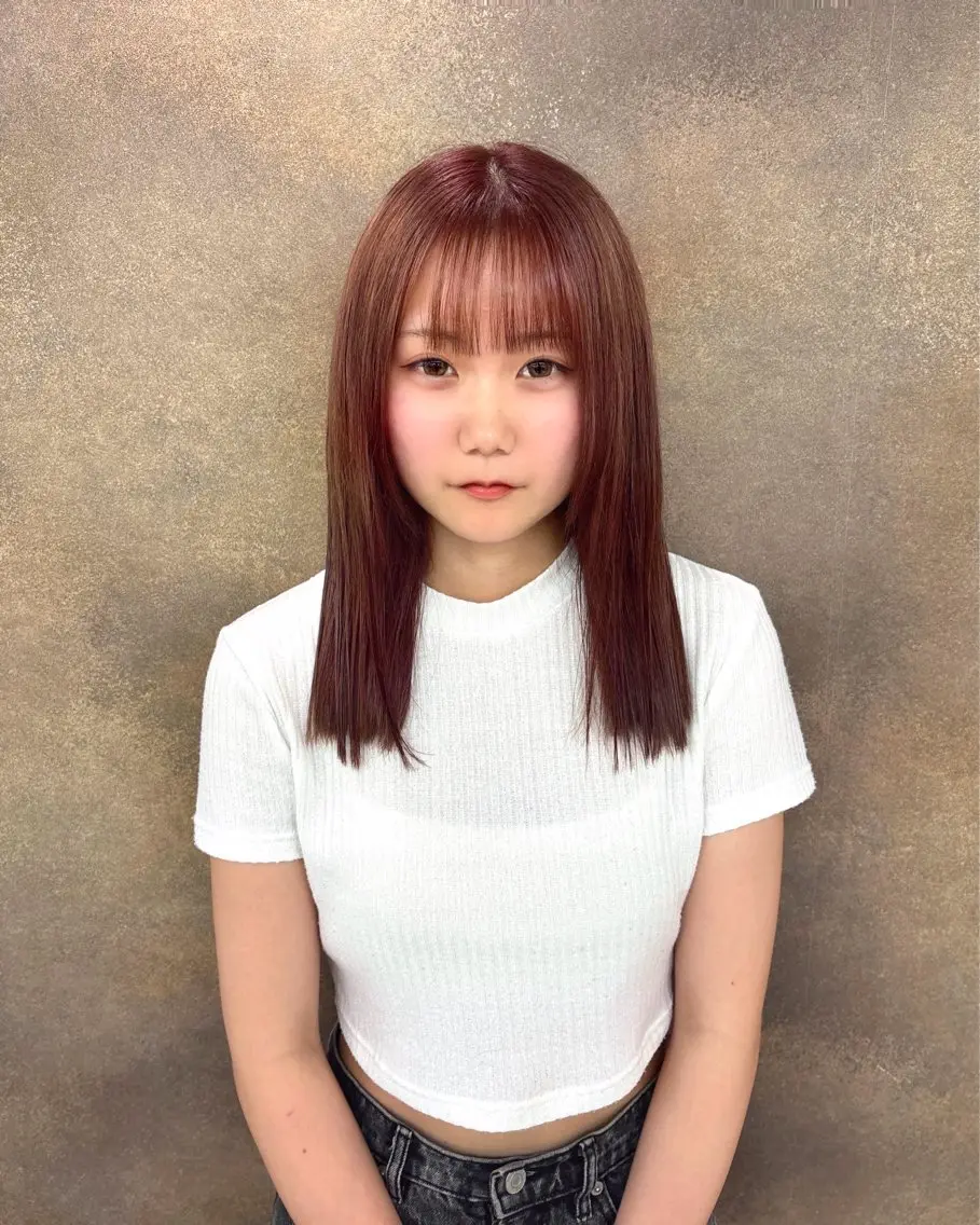 セミロング カラー レイヤー/韓国ヘア/ 透明感カラー/ここねのヘアスタイル