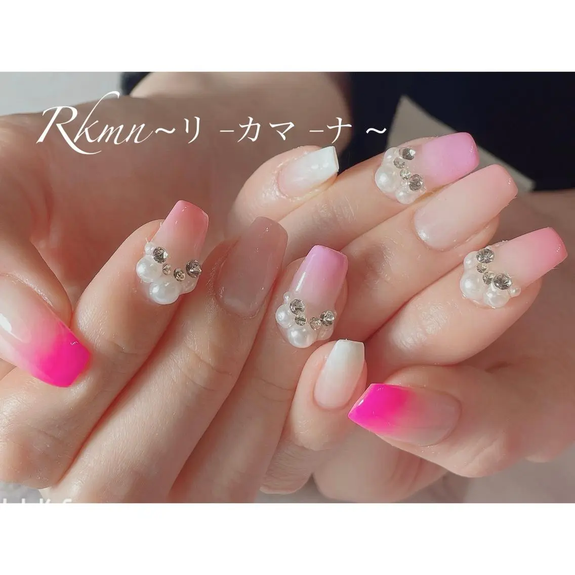ネイル アートネイル グラデーション ピンク 春ネイル ハンドネイル フットネイル ハンドケア Rkmn ~リ-カマ-ナ~のネイルデザイン