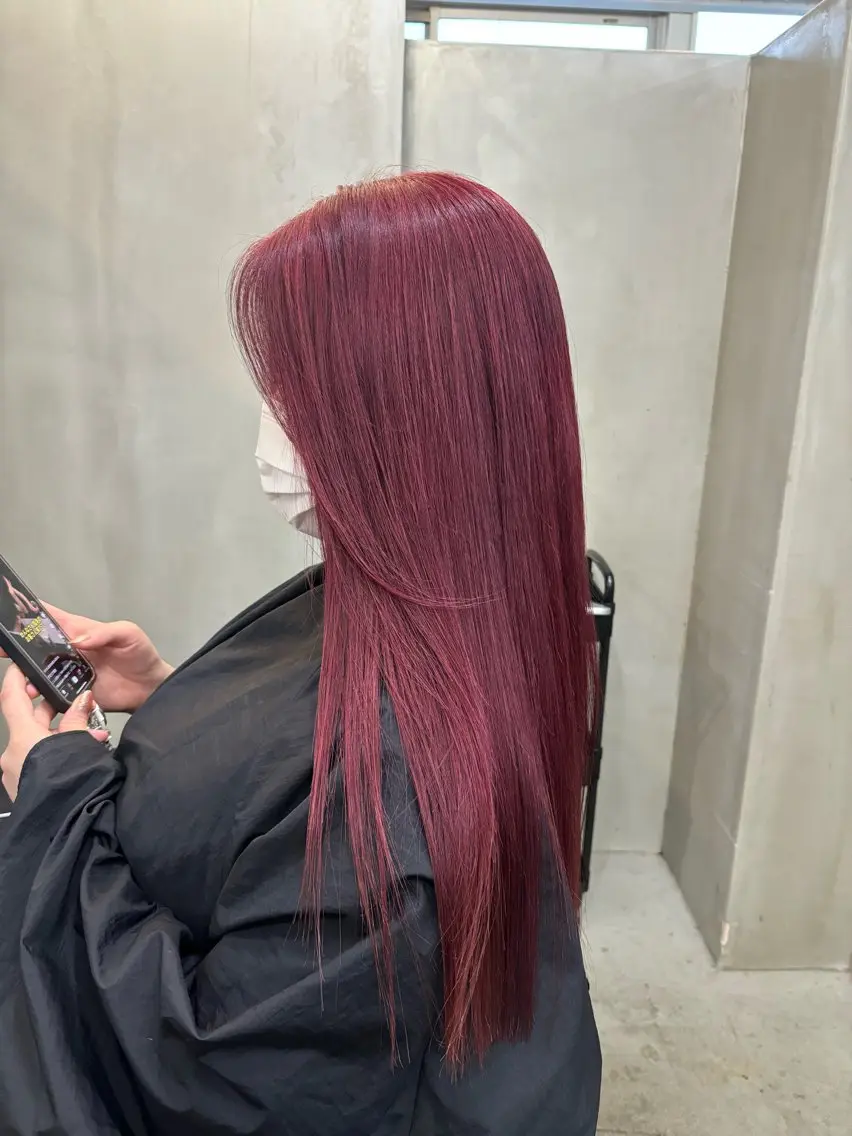 ロング カラー レッドカラー ヘアカラー 中園康 /カラー/ブリーチのヘアスタイル