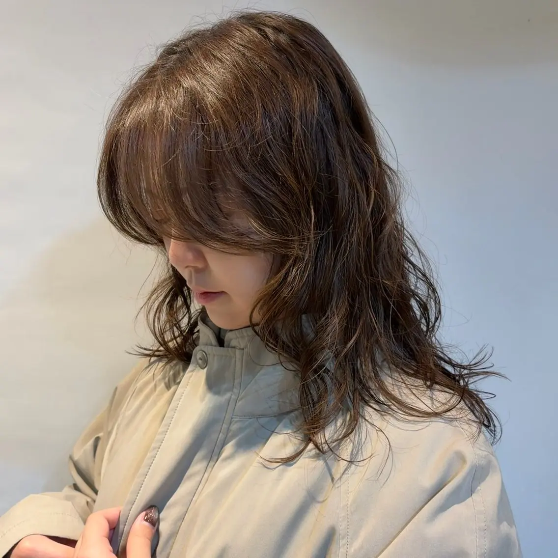 セミロング パーマ ニュアンスパーマ 林 小桃のヘアスタイル