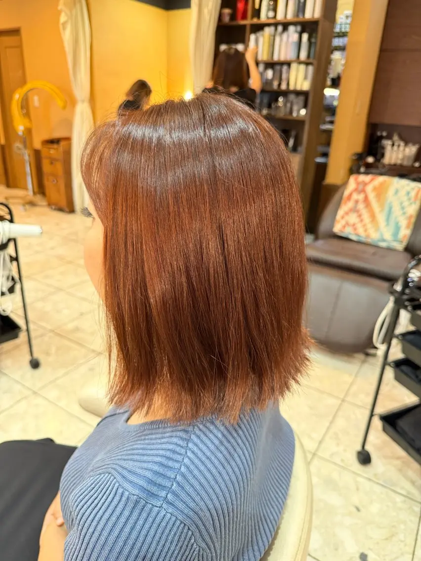 カラー オレンジ ヘアカラー 中田 こころのヘアスタイル