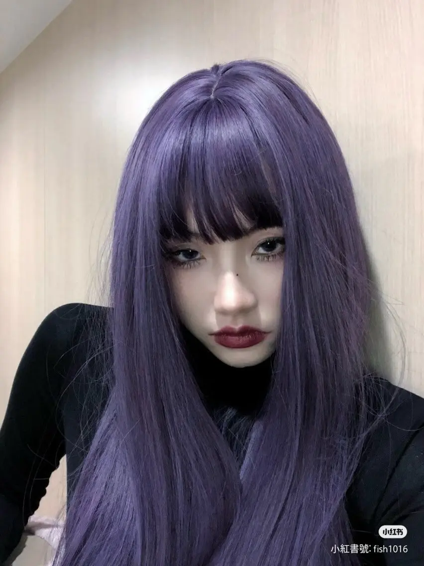 セミロング カラー ヘアアレンジ パープルカラー カット ヘアカラー トリートメント ヘアセット 💎韓国/ レイヤー カット/ 暖色🫧のヘアスタイル