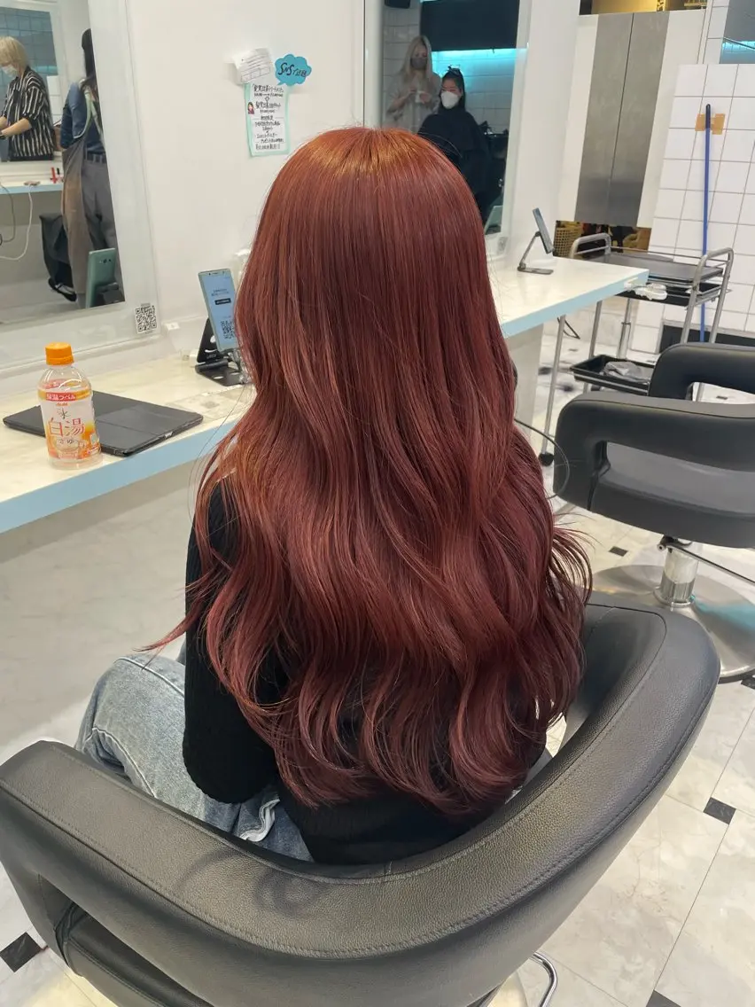 ロング カラー ヘアアレンジ カット ヘアカラー 🇰🇷韓流暖色ヘア 🍒saaya🍒のヘアスタイル