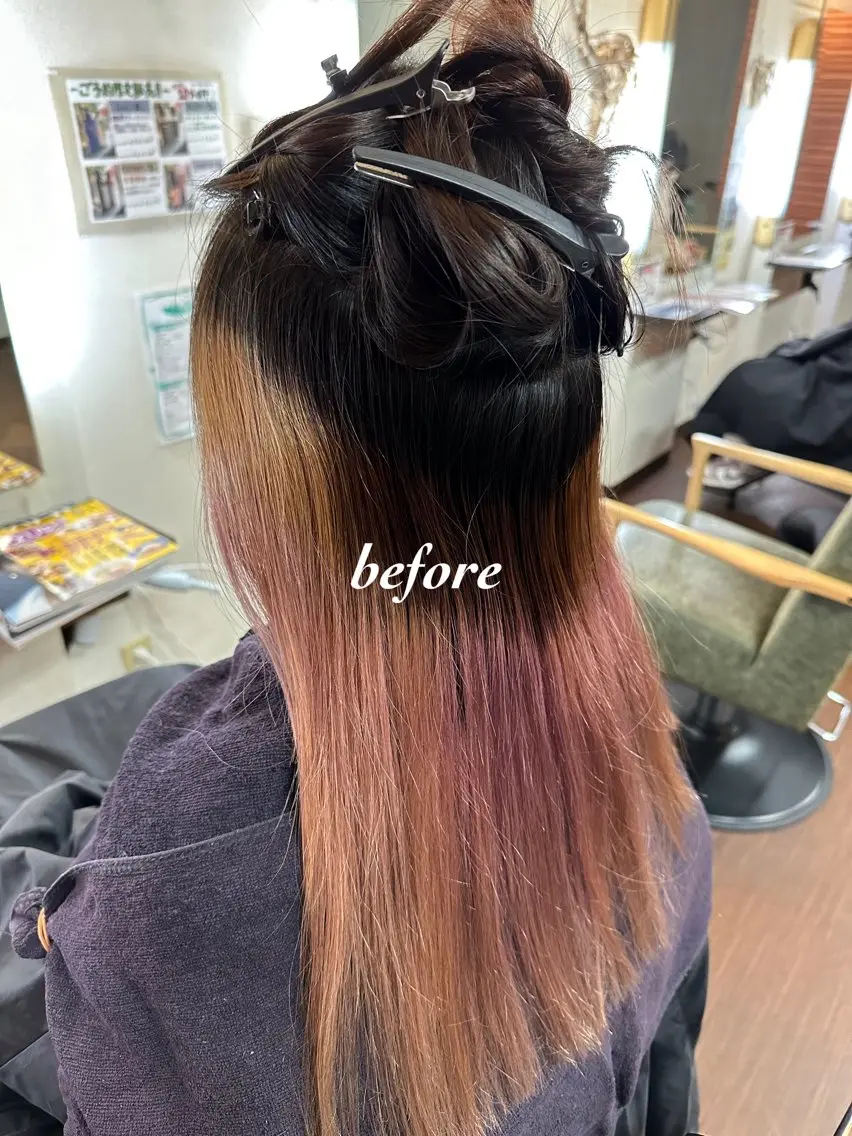 ロング カラー ピンクカラー バイオレットカラー カット ヘアカラー 💜推しインナー カラー/菊池柊真💜のヘアスタイル