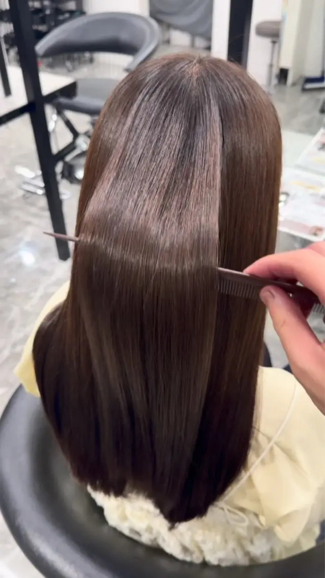 ロング 髪質改善 縮毛矯正 トリートメント カット ヘアカラー 縮毛矯正 トリートメント りきと🦋河原町 縮毛矯正/艶カラーのヘアスタイル