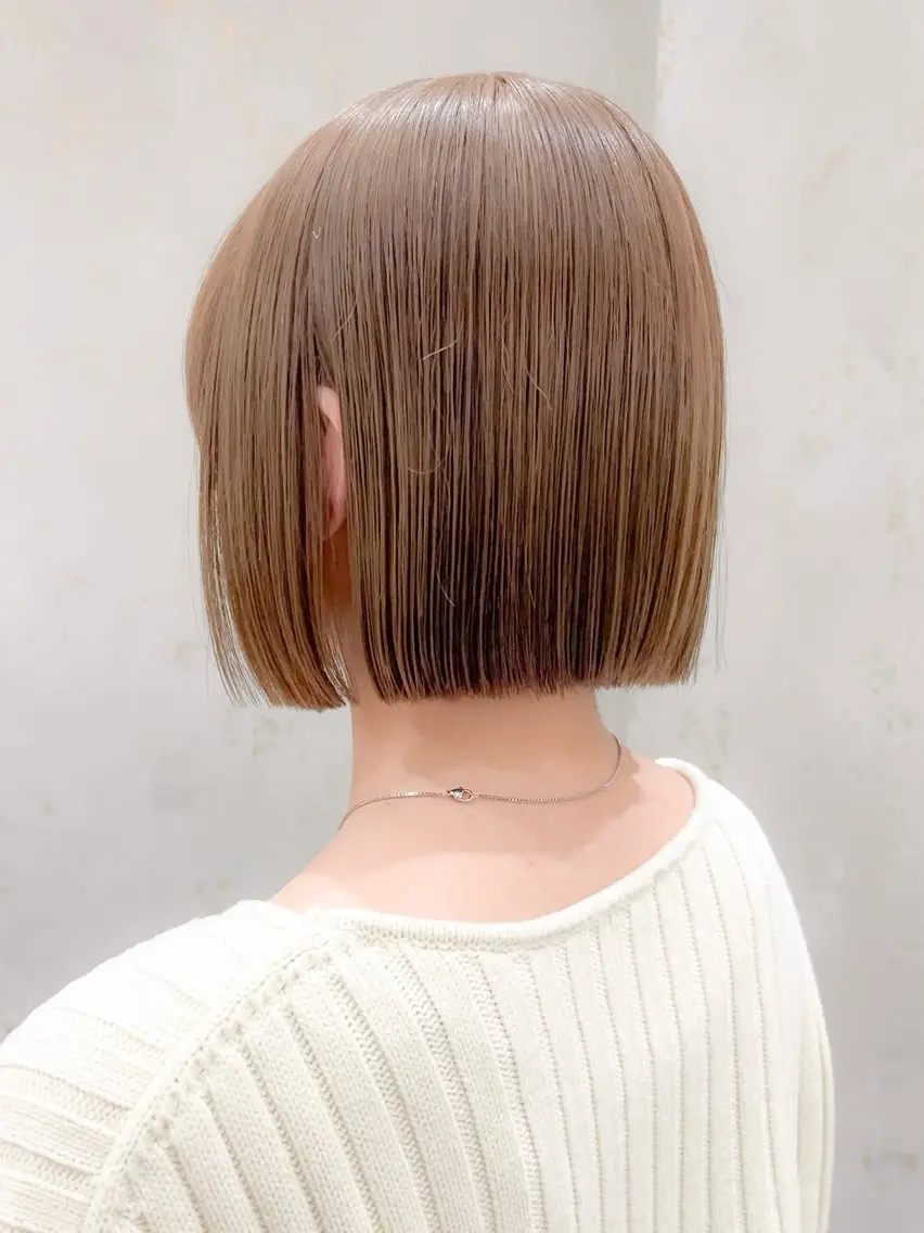 【🌸骨格診断🌸】小顔切りっぱなしボブカット🩵＋透明感カラー💛ナノスチーム付き高保湿内部補修トリートメントの写真