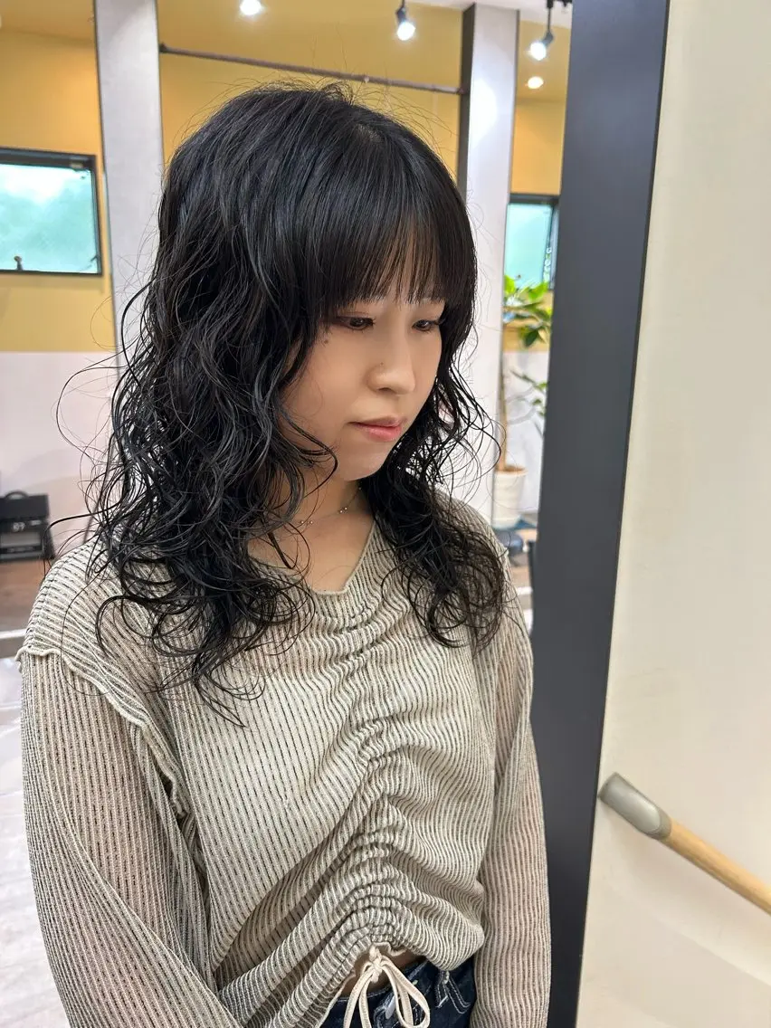 ロング パーマ カット パーマ hub hair レイヤー/透明感のヘアスタイル