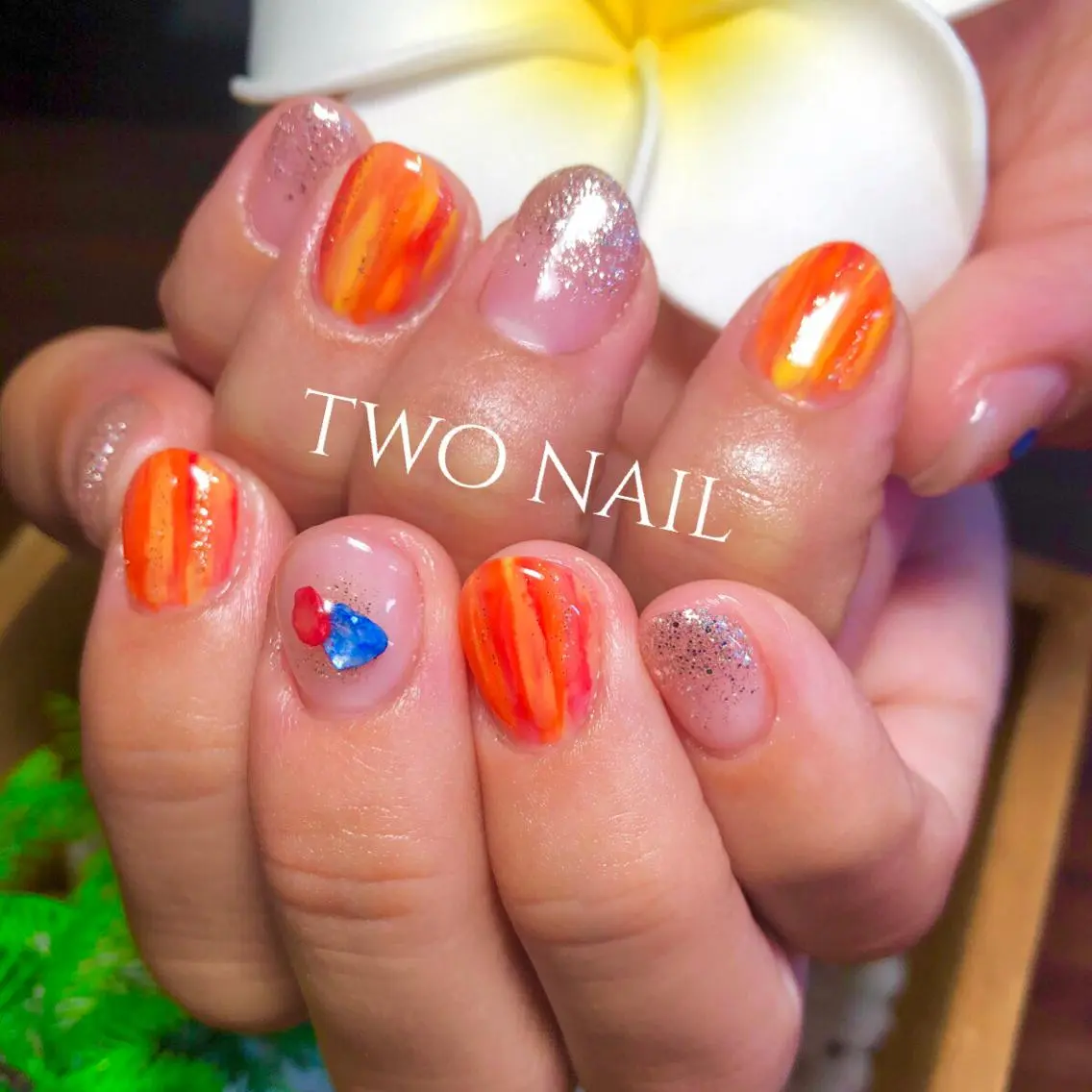 ネイル オレンジ two nailのネイルデザイン